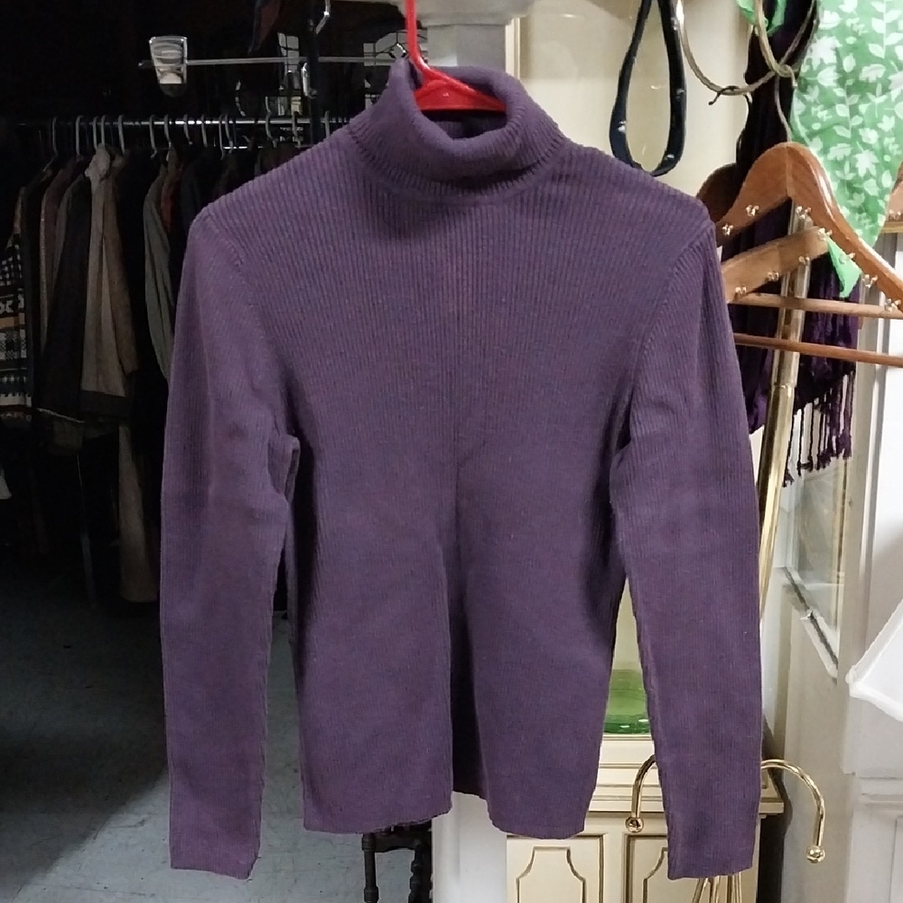 Preswick & Moore Purple Turtleneck Ribbed Sweater